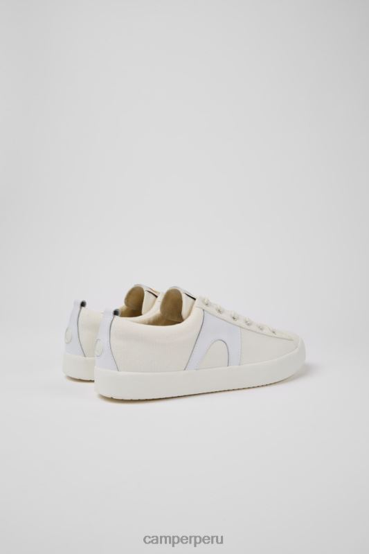 blanco BX628325 Camper Zapatillas exclusivas imar de piel blanca y algodón reciclado para hombre.