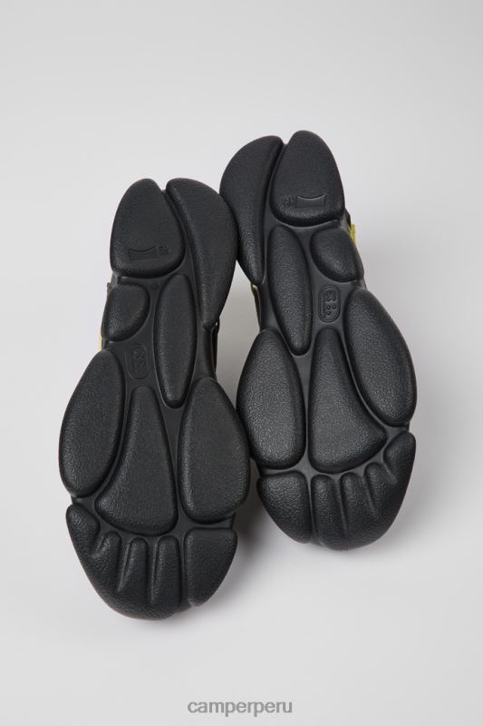 gris BX6281573 Camper Zapatillas twins de piel gris oscuro y amarillo para hombre novedades