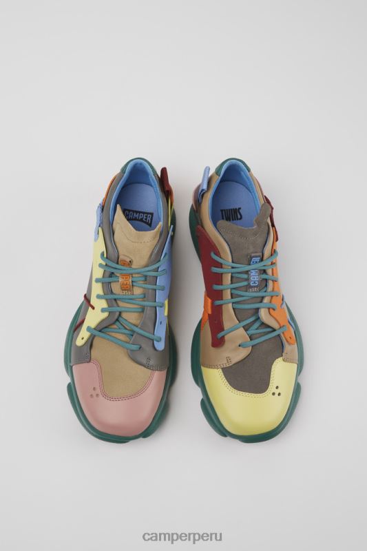 multicolor BX6281572 Camper Zapatillas deportivas twins de diseño en piel y nobuk multicolor para hombre.