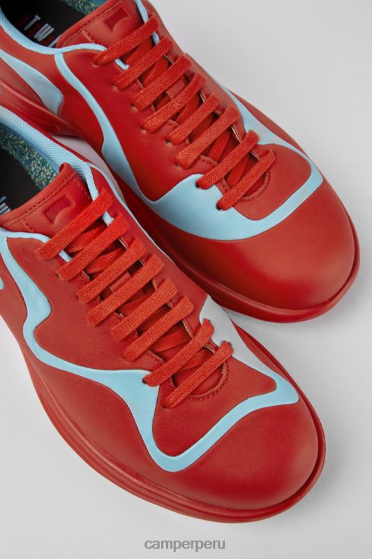 rojo BX6281689 Camper zapatillas twins de piel con cordones en rojo y turquesa exclusivas