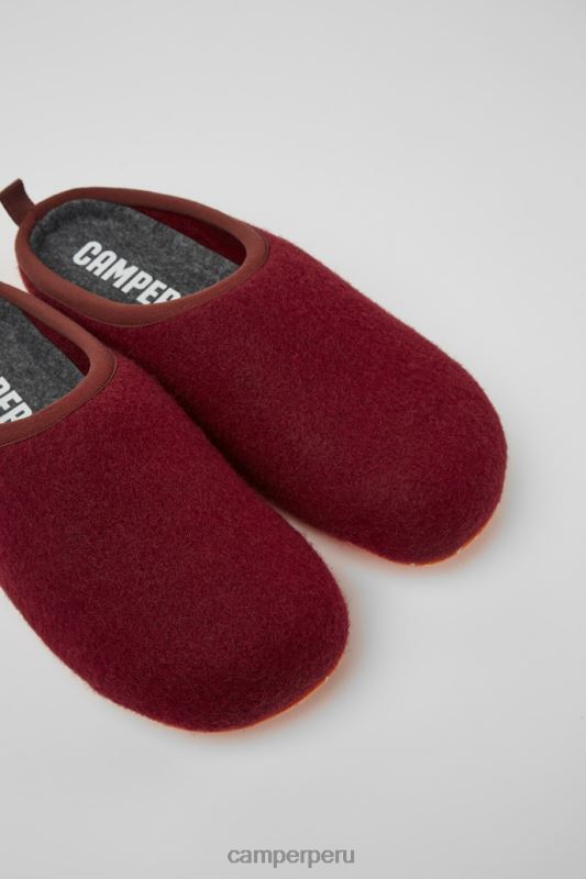 borgoña BX628386 Camper Zapatillas wabi de lana burdeos exclusivas para hombre.