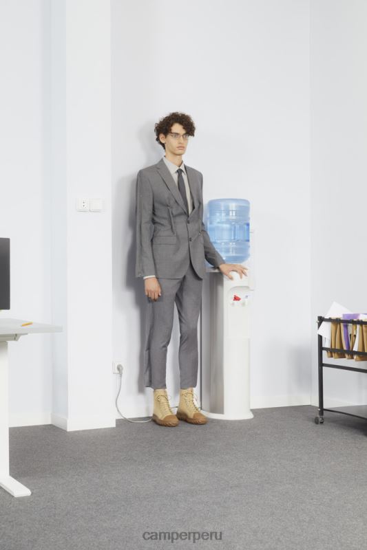 beige BX6281256 Camper Botines de tejido y piel beige tierra para hombre novedades