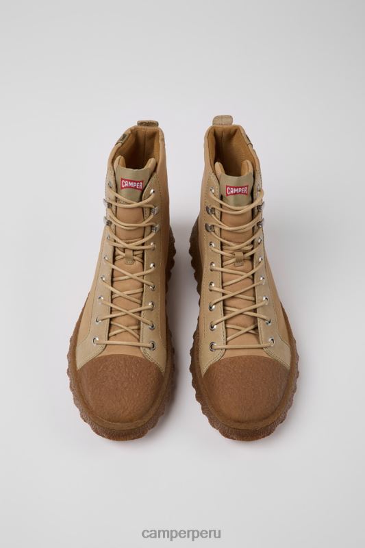 beige BX6281256 Camper Botines de tejido y piel beige tierra para hombre novedades