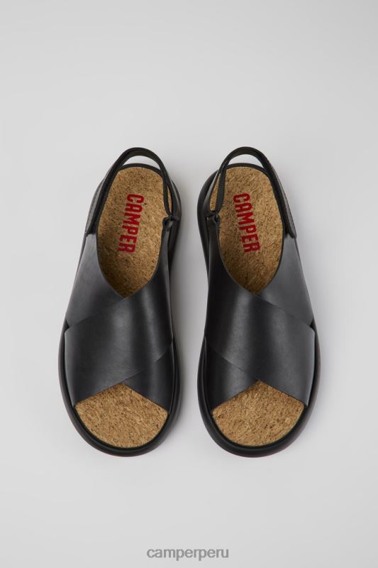 negro BX6281231 Camper pelotas flota sandalias de piel negro para hombre exclusivas