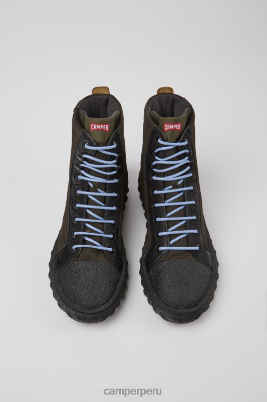 verde BX6281255 Camper Botines de tejido y piel verde tierra para hombre novedades