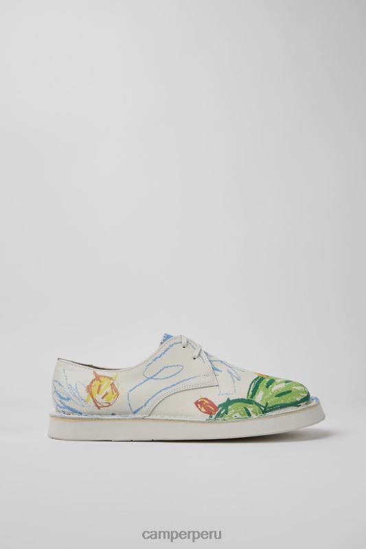 blanco BX6281468 Camper Twins zapatos con cordones de piel estampada blanca para hombre novedades