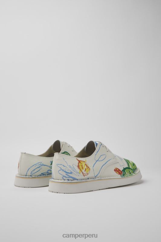 blanco BX6281468 Camper Twins zapatos con cordones de piel estampada blanca para hombre novedades