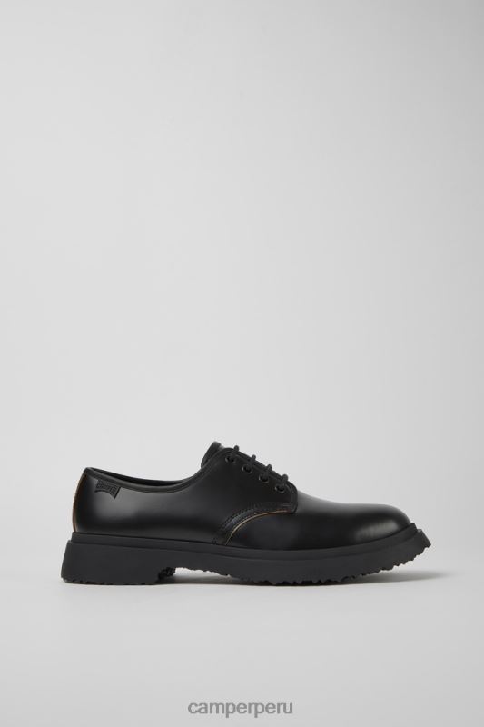 negro BX6281363 Camper Zapatos con cordones de piel negra Walden de diseño para hombre.