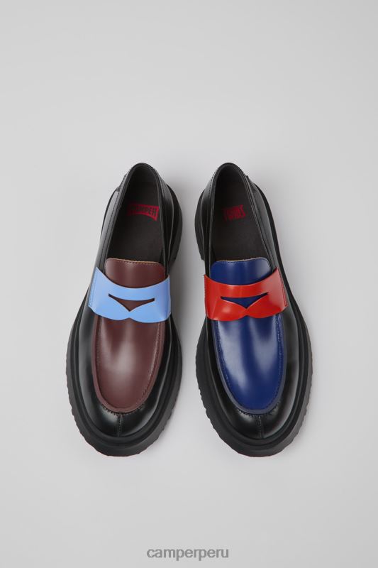 negro BX6281435 Camper mocasines de piel negros gemelos de diseño para hombre