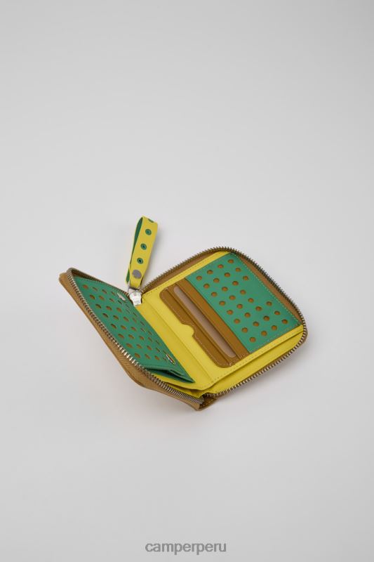 marrón BX6281782 Camper Cartera mosa de piel marrón y amarilla novedades
