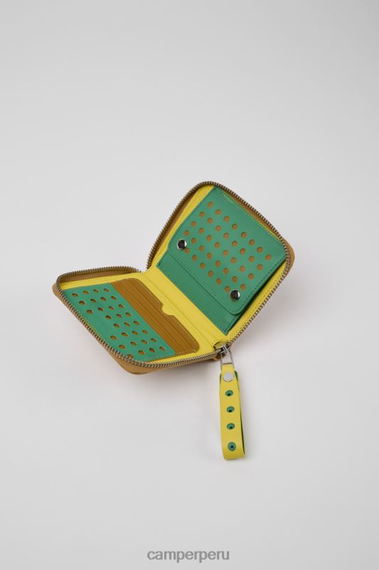 marrón BX6281782 Camper Cartera mosa de piel marrón y amarilla novedades