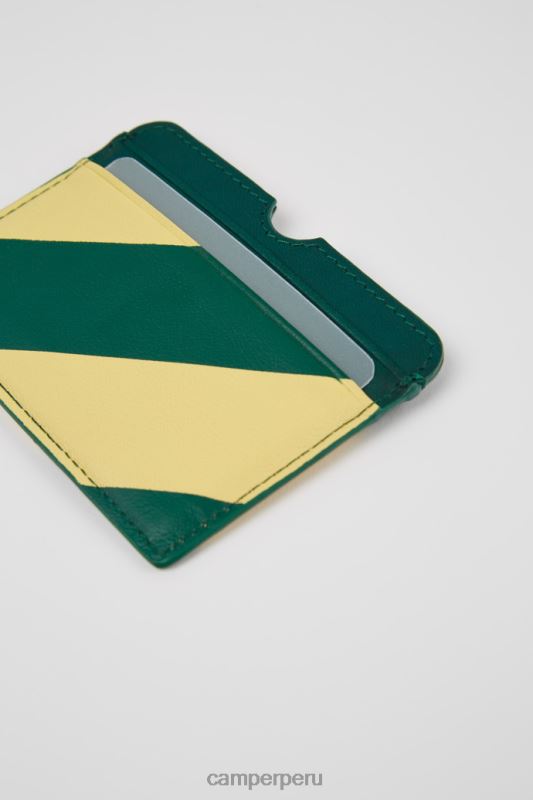 verde BX6281869 Camper Tarjetero de piel verde mosa y amarillo exclusivo