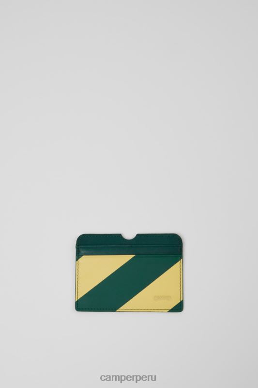 verde BX6281869 Camper Tarjetero de piel verde mosa y amarillo exclusivo