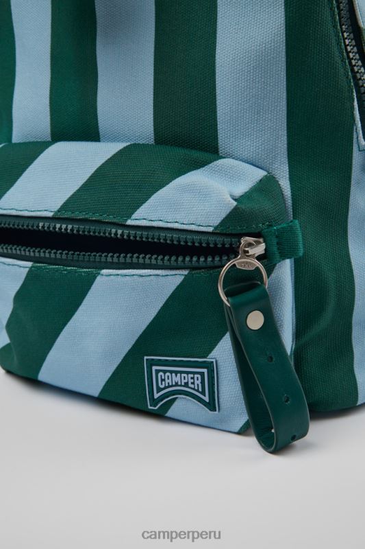 azul BX6281861 Camper Mochila pequeña de algodón reciclado design ado en azul y verde