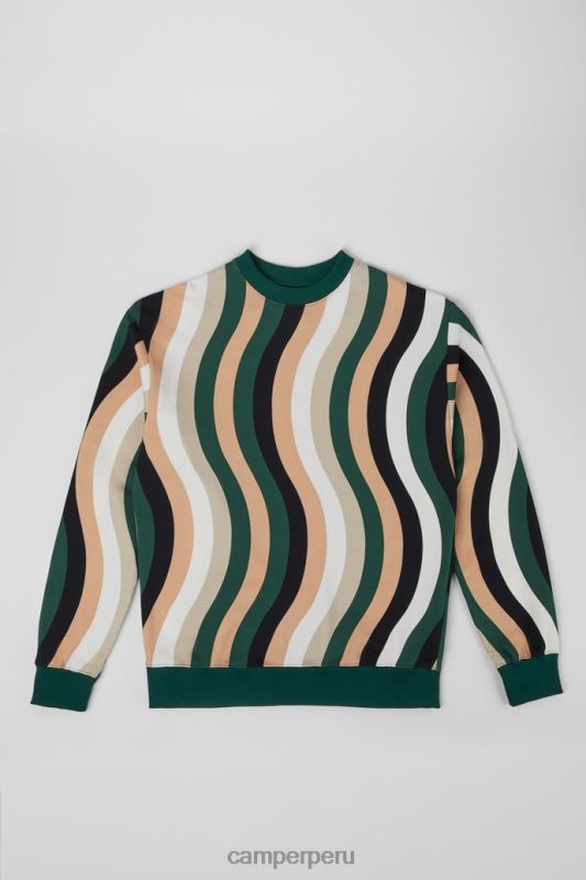 blanco BX6281821 Camper sudadera de diseño jersey de algodón orgánico blanco verde y beige