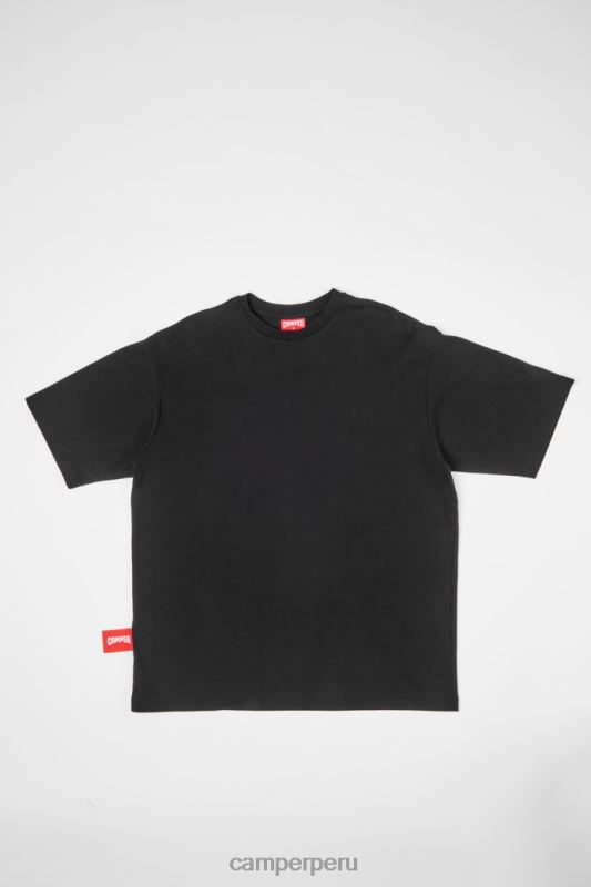 negro BX6281850 Camper camiseta exclusiva camiseta negra con estampado de caballos en la espalda