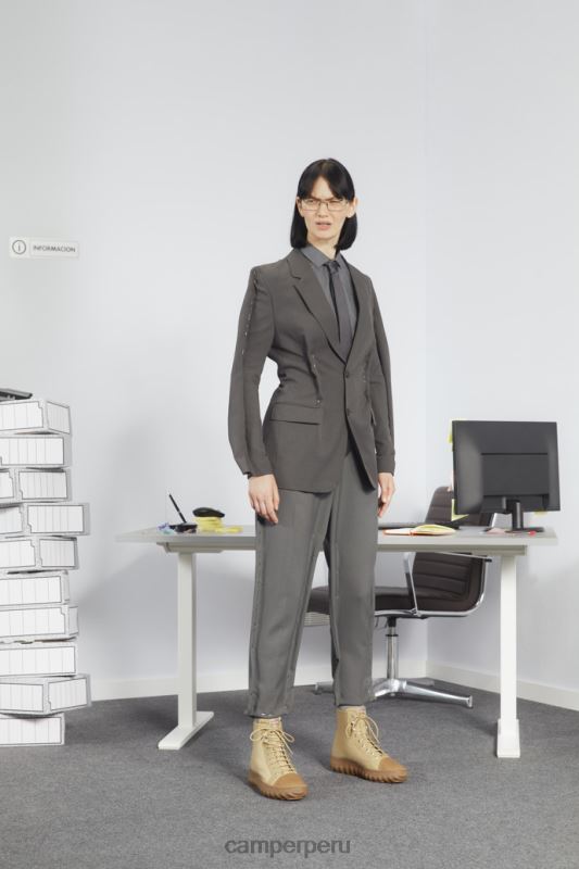 beige BX628474 Camper botines michelin ground beige de textil y piel para mujer novedades