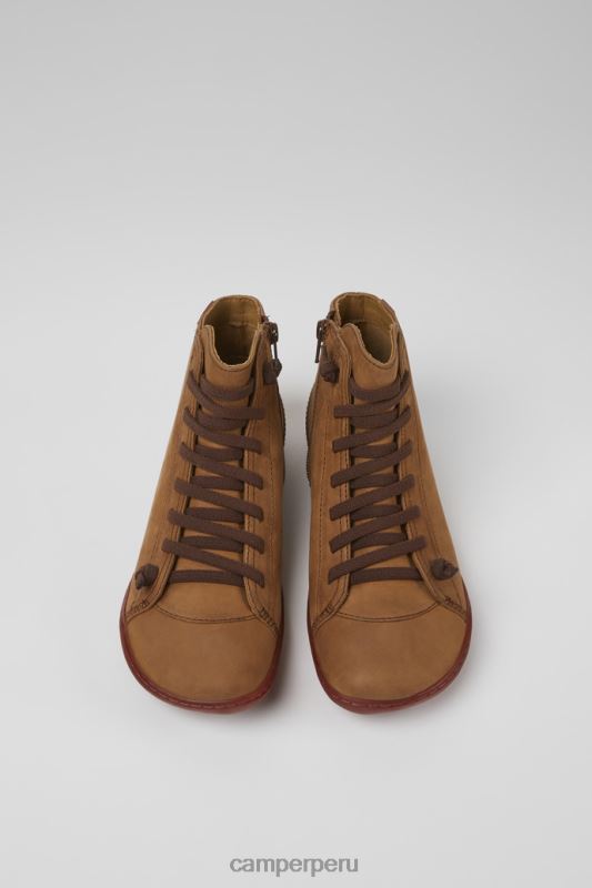 marrón BX628530 Camper botines peu de piel marrón para mujer exclusivos