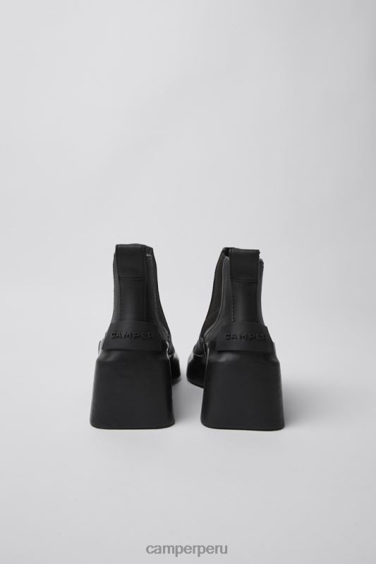 negro BX628575 Camper Botines de piel negro lluvia de diseño con tacón.