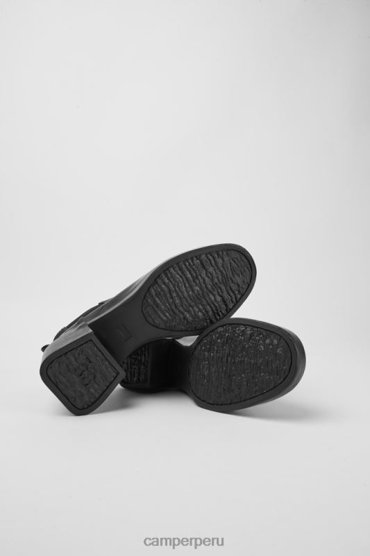 negro BX628575 Camper Botines de piel negro lluvia de diseño con tacón.