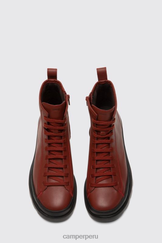rojo BX628518 Camper Bota media de encaje diseño brutus rojo-marrón para mujer