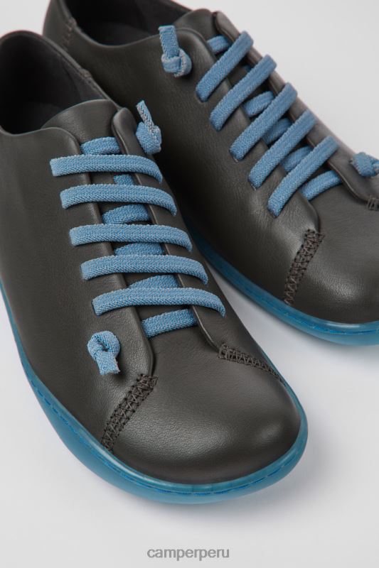 gris BX628836 Camper peu zapatos de piel gris oscuro y azul exclusivos para mujer
