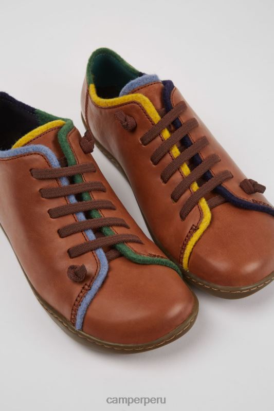 marrón BX628893 Camper Diseño gemelos zapatos de piel marrón y azul para mujer.