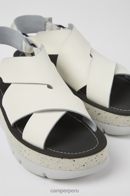 blanco BX628195 Camper exclusivas sandalias oruga up de piel blanca para mujer
