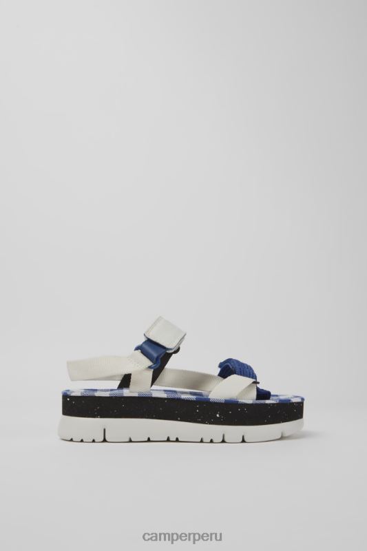blanco BX628242 Camper Sandalias oruga up de diseño blanco azul y negro para mujer.