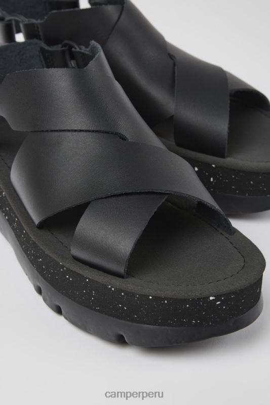 negro BX6281165 Camper Sandalias de piel oruga up de diseño negro para mujer.