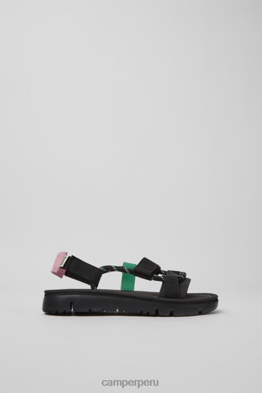 negro BX628194 Camper sandalias oruga de piel negro rosa y verde para mujer novedades