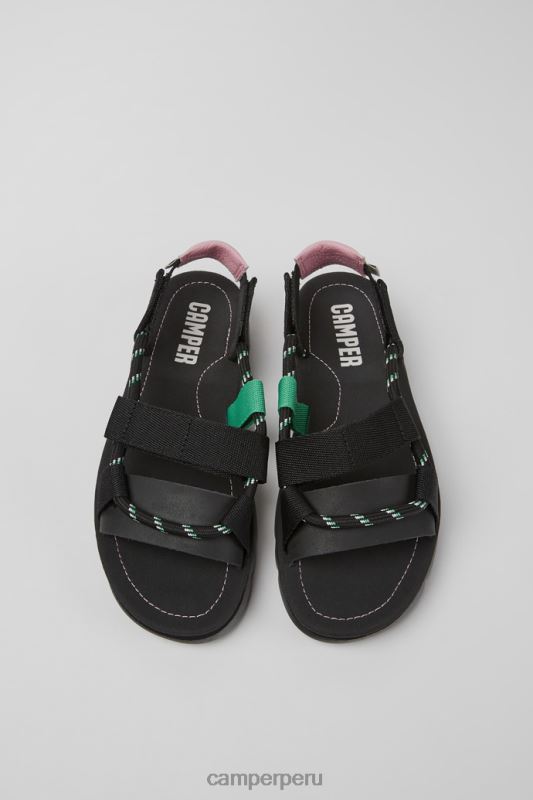 negro BX628194 Camper sandalias oruga de piel negro rosa y verde para mujer novedades