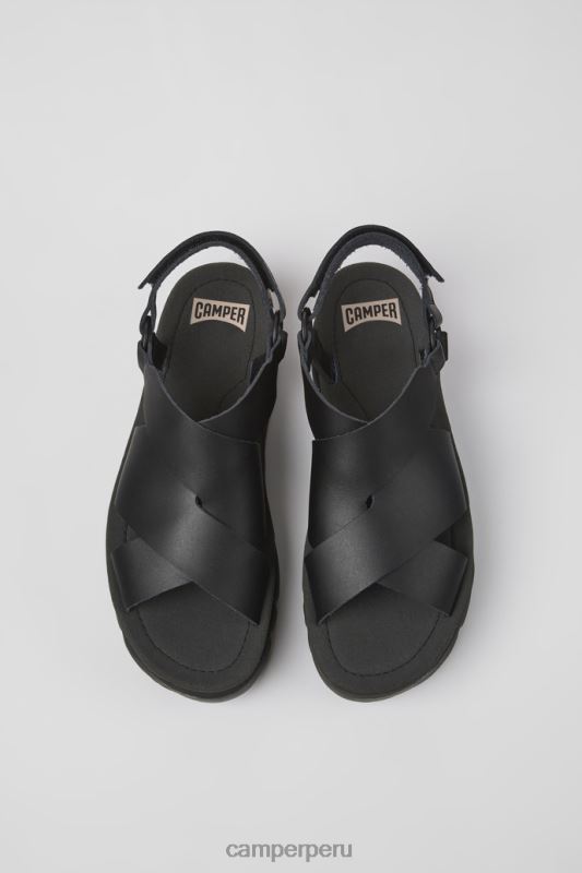 negro BX628196 Camper exclusivas sandalias oruga up de piel color negro para mujer