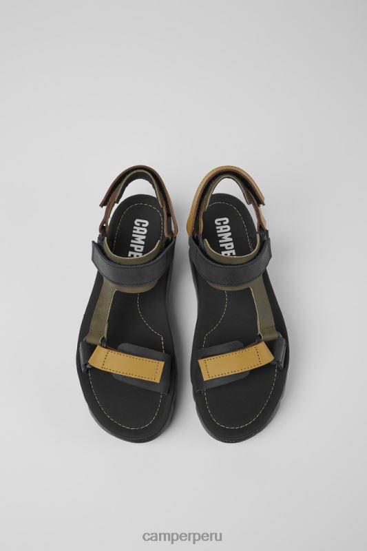 negro BX628235 Camper sandalias oruga up de piel negro marrón y verde mujer novedades