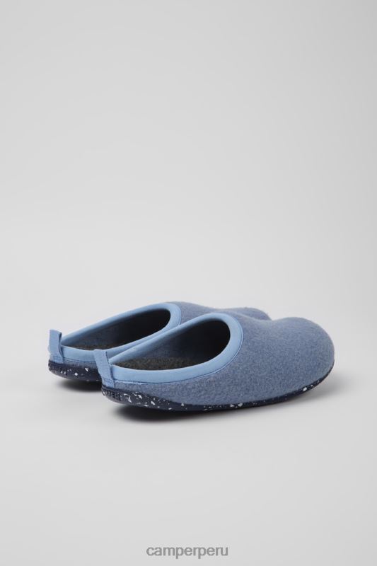 azul BX628249 Camper pantuflas de lana diseño wabi azul para mujer