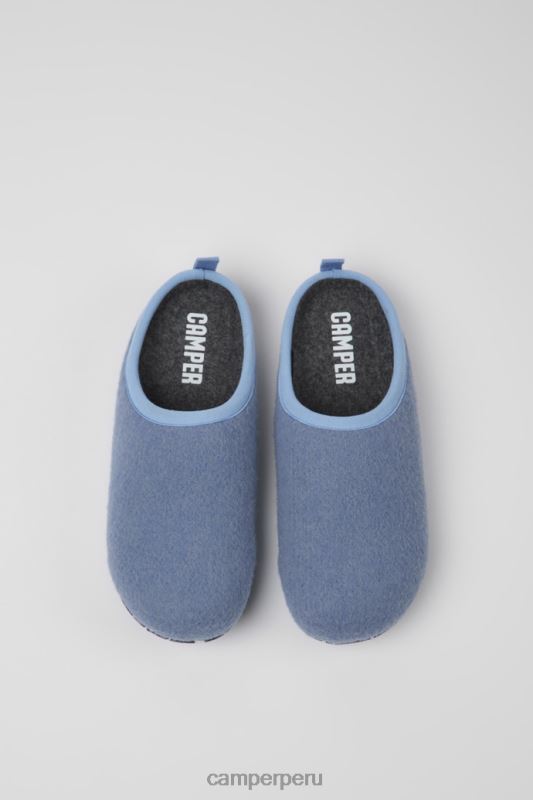 azul BX628249 Camper pantuflas de lana diseño wabi azul para mujer