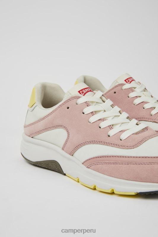blanco BX628724 Camper Design Drift zapatillas deportivas de tela y nobuk en blanco y rosa para mujer