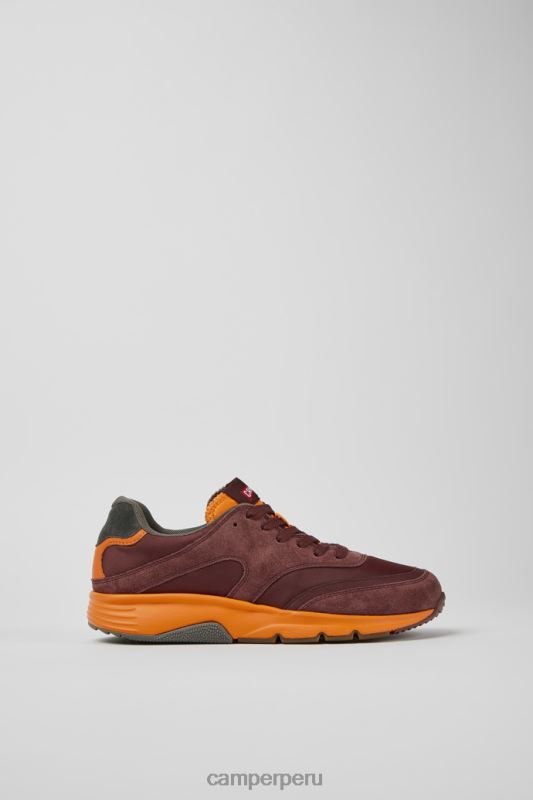 borgoña BX628720 Camper Zapatillas drift de tejido y nobuk en color burdeos y naranja exclusivas para mujer