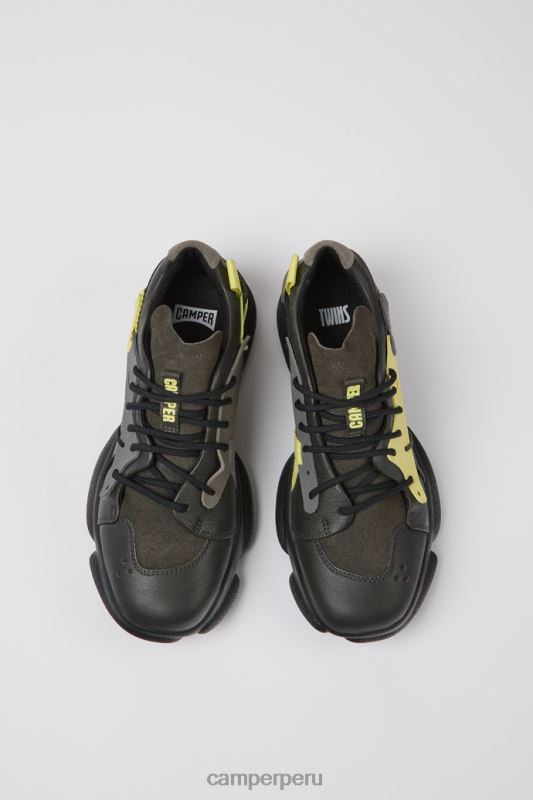 gris BX628715 Camper Zapatillas deportivas de piel design twins gris amarillo y negro para mujer