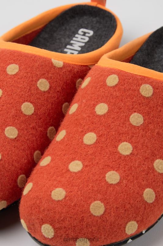 naranja BX6281183 Camper Pantuflas mujer diseño wabi de lana naranja y marrón