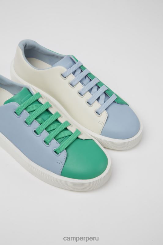 verde BX628779 Camper Zapatillas exclusivas twins de piel verde, azul y blanco para mujer.