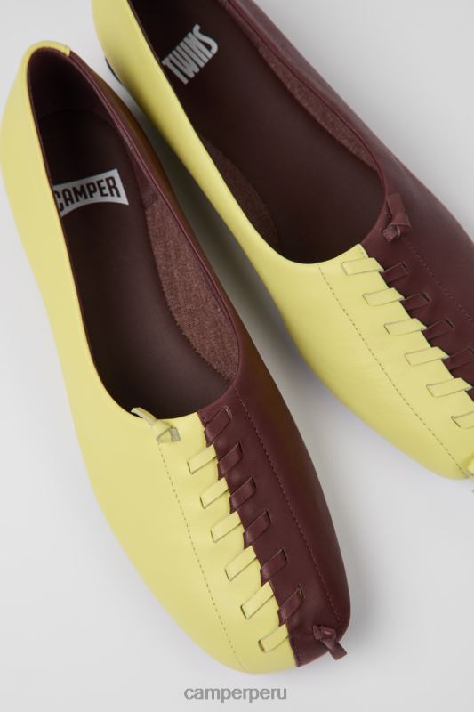 amarillo BX6281087 Camper bailarinas twins amarillo y burdeos para mujer exclusivas