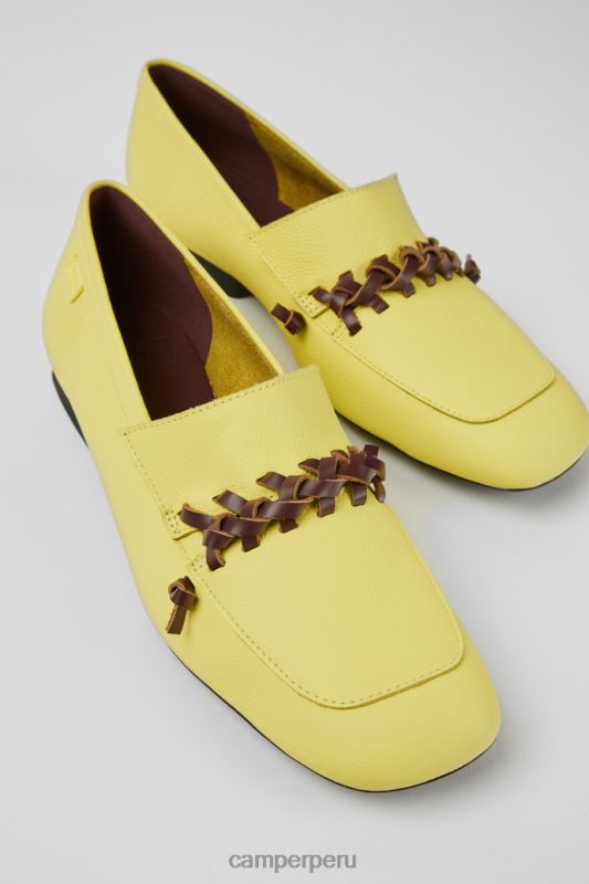 amarillo BX6281090 Camper Mocasines casi myra exclusivos de piel en color amarillo y marrón para mujer