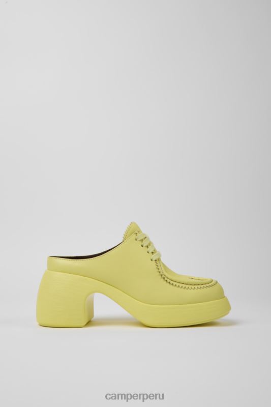 amarillo BX6281097 Camper Mules Thelma de piel en color amarillo para mujer de diseño.