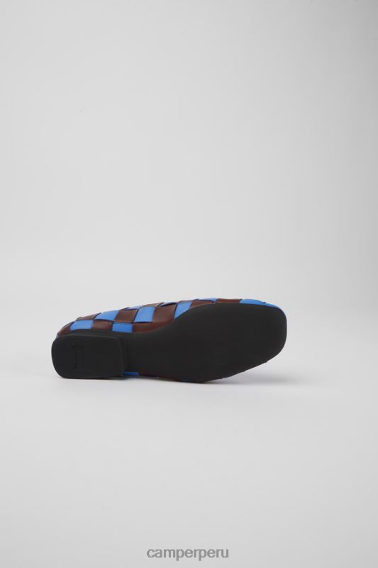 azul BX6281127 Camper Zapatos gemelos de piel de diseño azul y burdeos para mujer.