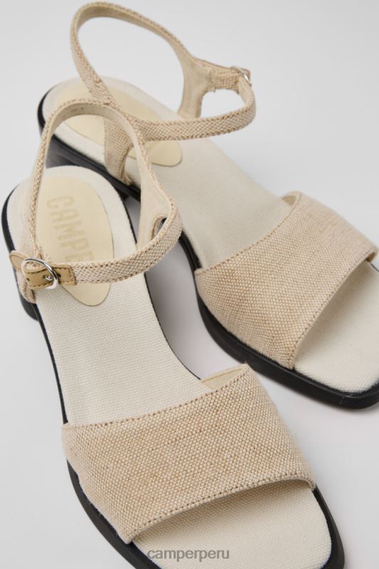 beige BX62880 Camper meda sandalias beige de cáñamo reciclado y algodón exclusivo para mujer