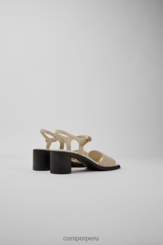 beige BX62880 Camper meda sandalias beige de cáñamo reciclado y algodón exclusivo para mujer
