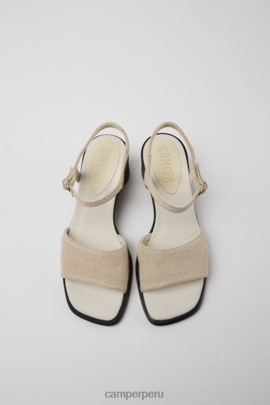 beige BX62880 Camper meda sandalias beige de cáñamo reciclado y algodón exclusivo para mujer