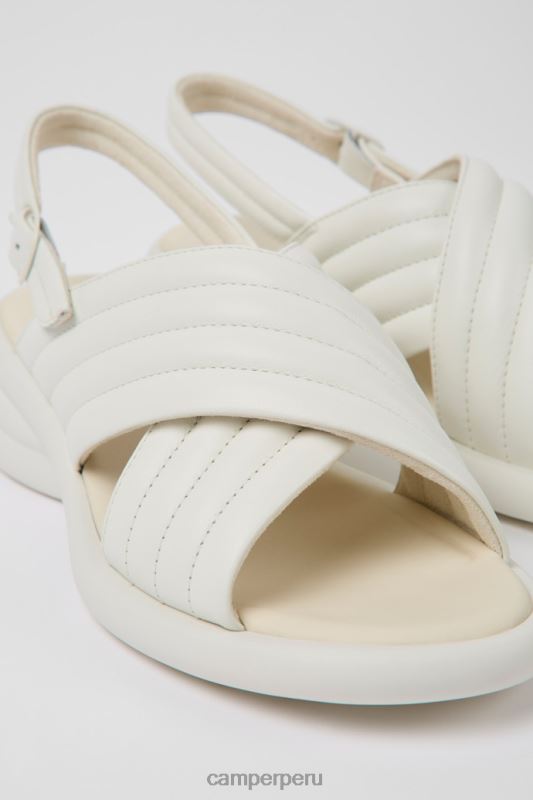 blanco BX6281046 Camper Sandalias de piel spiro de diseño color blanco para mujer.