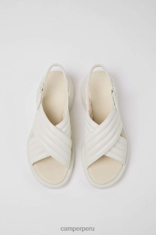 blanco BX6281046 Camper Sandalias de piel spiro de diseño color blanco para mujer.